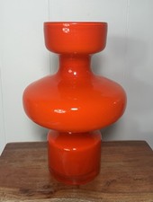 West Elm Holmegaard Kastrup MCM Orange Hooped Glass Vase Limited Series picture
