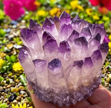 2026Rare Large Raw Light Purple Amethyst Crystal Cluster Healing Reiki Home Deco picture