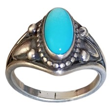 Astute Navajo Derrick gordon Sterling Silver Sleeping Beauty Turquoise ringsz9 picture