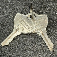TWO VTG 1960s 1970s Craftsman tool box chest key # 3004 CROWN Logo USA picture