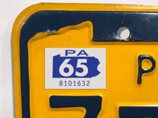 1965 Pennsylvania License Plate Registration Sticker, PA, Tag picture