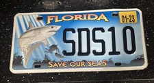2023 Florida license plate Save Our Seas SDS10 picture