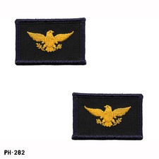 Colonel Eagle Collar Device Rank Patches, Pair ~ Navy Blue & Yellow ~ NEW picture