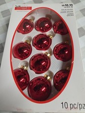 Celebrate It Sparkling Creations Red Solid Glass Round Ball Ornaments Set of 10 picture