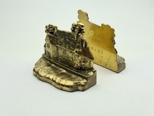 Vintage Riverside Brass Canada Bookends Solid Brass Set Cottage 4