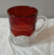 Vintage Minneapolis, Minn. Ruby Red Flash Glass Mug Souvenir picture