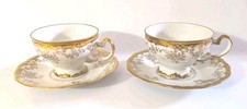 2 Sets Weimar Porzellan Katharina Shield Mark Pre-1924 Cups + 2 Saucers 71 + 73 picture