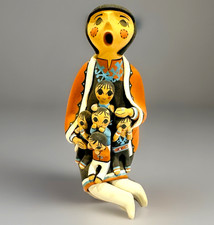Vintage Native American Storyteller Lucero Jemez Hand Sculpted Clay 5 Babies picture