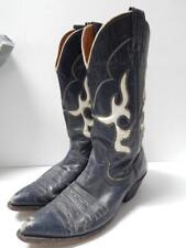 VINTAGE NACONA WESTERN COWBOY COWGIRL BOOTS navy blue CUT OUTS  - XTRA NICE   picture
