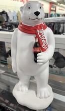 Official Coca-Cola Polar Bear Figurine w/Bottle of Coca-Cola & Red Scarf picture