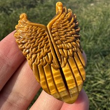 Natural Hand Carved Tiger's Eye Wing Skull Quartz Crystal Specimen Reiki Healing picture