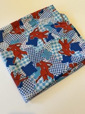 Vintage Fabric Dance Motif Red Blue Geometric Shapes Bandana 2 Yds+ 44” Wide picture