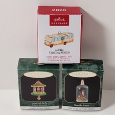 Vtg 1997/1999/2023 Miniature Hallmark Keepsake Ornament RV Santa Big Top Seaside picture