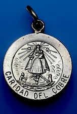 Vintage Catholic 2 Gram Silver Caridad Del Corbe Religious Medal picture