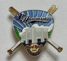 Hard Rock Cafe Yankee Stadium 3rd Anniversary Guitar Pick Baseball Bats Pick Pin picture
