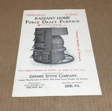 Antique Germer Stove Co Radiant Home Furnace 1906 Brochure Erie Pa Chicago……PA02 picture