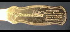 Vintage Clarence A. O'Brien Bronze Letter Opener Patent Attorney Washington D.C. picture