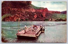 Pocatello Antique Idaho Postcard GLENNS FERRY Snake River Boat 1908 picture