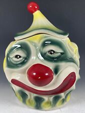 RARE Vintage McCoy Sad Scary Creepy Clown Green Yellow Cookie Jar c.1970 #255 picture