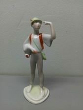 Vintage Hollohaza Boy with Goose Boy Figurine Porcelain 7-1/4