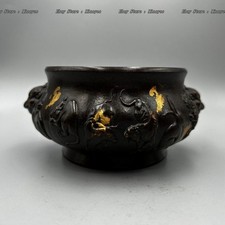 Antique Qianlong Gilt Bronze Zodiac Censer 3.5