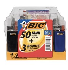 BIC Mini Pocket Lighter, Assorted Colors, 50+3-Count Tray, Safe and Reliable picture