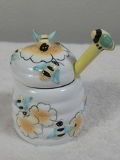 Whimsical Ceramic Honey Pot With Lid & Dipper picture