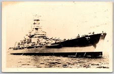 USS Massachusetts Battleship Official USN Photo Real Photo Postcard RPPC picture