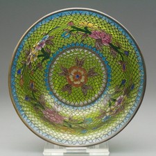 Chinese Plique-à-Jour Enamel Bowl Translucent Floral Cloisonné Style Collectible picture