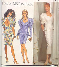 Vintage 1991 Simplicity 7563 Jessica McClintock Evening Cocktail Dress 12-14-16 picture