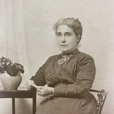 Vintage C1910s Elderly Woman Table Flowers RPPC Real Photo Postcard 3.5x5.5 picture
