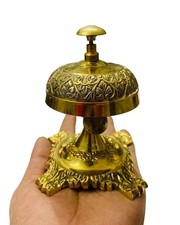Table Desk Bell Antique Vintage Brass Hotel Service Ornate Reception Counter picture