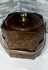 VTG Mid Century Modern 1960's Georges Briard Tortoise Ice Bucket w Gold Handle picture