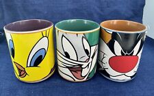 VTG 1998 Looney Toons Warner Bros Coffee Cups Mugs Bugs Bunny, Tweety, Sylvester picture