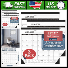 3 Pack Large Desk Calendar July 2026-Dec 2027 22 x 17 Black Plastic Cover picture