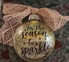Tis The Season to Sparkle Glitter Gold Plastic Ornament Christmas GiftTree Decor picture