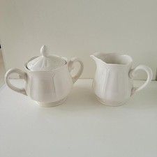 Vintage Federalist Ironstone Cream & Sugar Bowl White 4238 Made in Japan picture