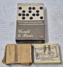 Lot of Vintage Artist Drawing Items w/Boxes Lithographic Crayon & Charcoal/Korns picture