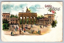 Postcard German Gruss Aus Berlin Brandenburger Thor c1906 picture