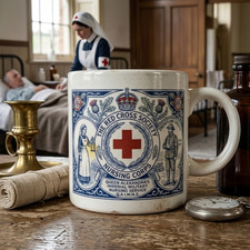 Vintage Nurse Coffee Mug 11oz Red Cross Historical WWI Medical Gift For RN picture