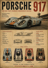 Porsche 917 Vintage Racing Poster | 13x19 Matte Le Mans Wall Art Print picture