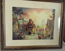 Vintage Disney Pinochio's Village Print Original Illustration Signed Toby Bluth picture