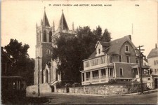 Vintage PPC - St John's Church & Rectory, Rumford, Maine - F19607 picture