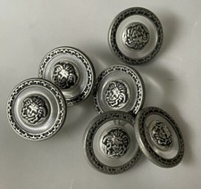 Medusa Silver/Black Buttons Metal Shank (6) pieces.  picture