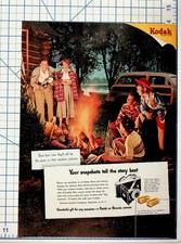 Vintage Kodak Camera Film Ad Mid-Century Family Camping Woodie Wagon Ephemera picture