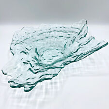 FRANCO Textured Aqua Art Glass Oyster Serving Platter Bowl - Made in Egypt picture