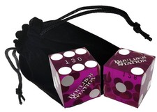 Authentic Boulder Station Vegas Casino Dice Purple Polished Matching #s + Pouch picture