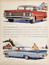 1959 Print Ad Oldsmobile Super 88 Holiday Sport Sedan & Dynamic 88 Holiday Olds picture