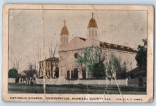 1910 Alameda County California CA Postcard Catholic Church Centerville Building picture