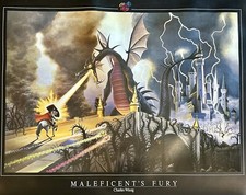 RARE DISNEY LITHOGRAPH POSTER PRINT MALEFICENT'S FURY CHARLES WISSIG 24X36 picture